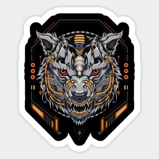 Mechanic wolves illustration Sticker